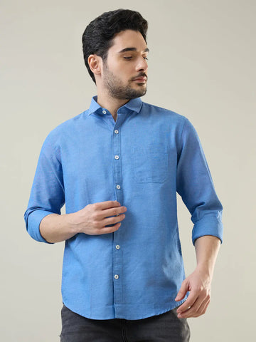 Blue Solid Regular Fit Shirt TIM PARIS