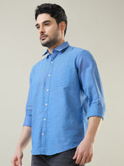 Blue Solid Regular Fit Shirt