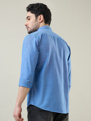 Blue Solid Regular Fit Shirt