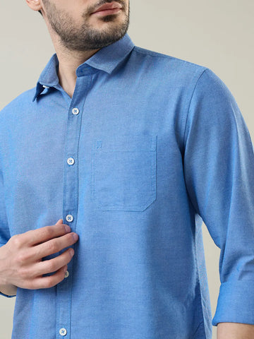 Blue Solid Regular Fit Shirt TIM PARIS