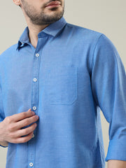 Blue Solid Regular Fit Shirt