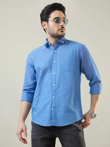 Blue Solid Regular Fit Shirt TIM PARIS