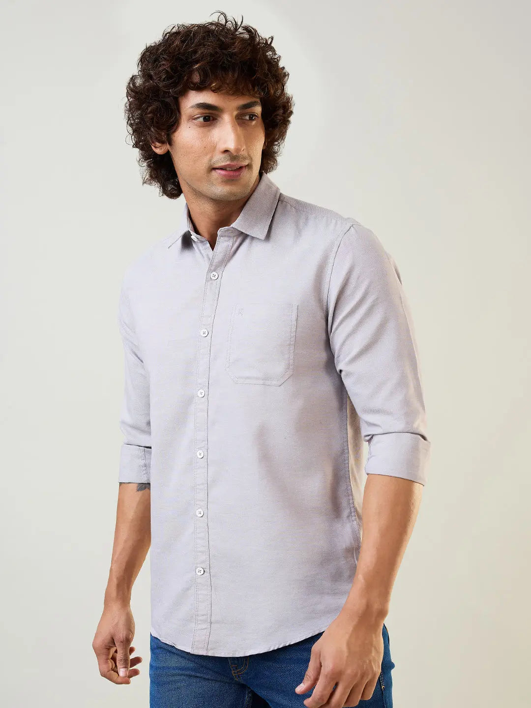 Grey Solid Shirt Tim Paris