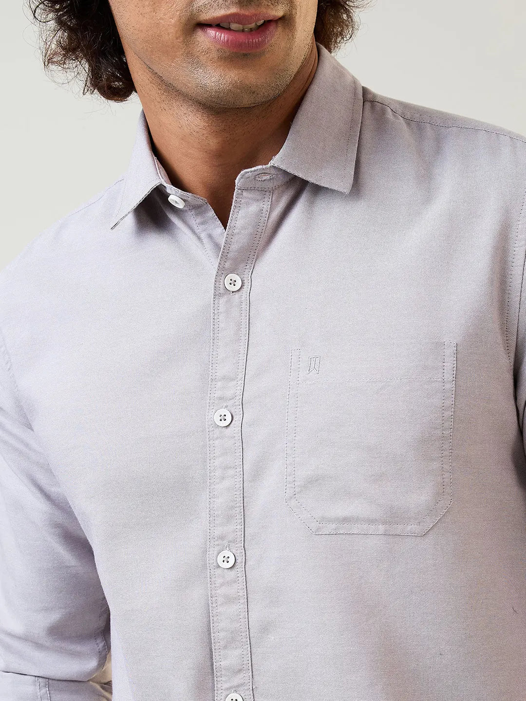 Grey Solid Shirt Tim Paris