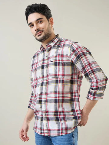 Red Checkered Regular Fit Shirt TIM PARIS