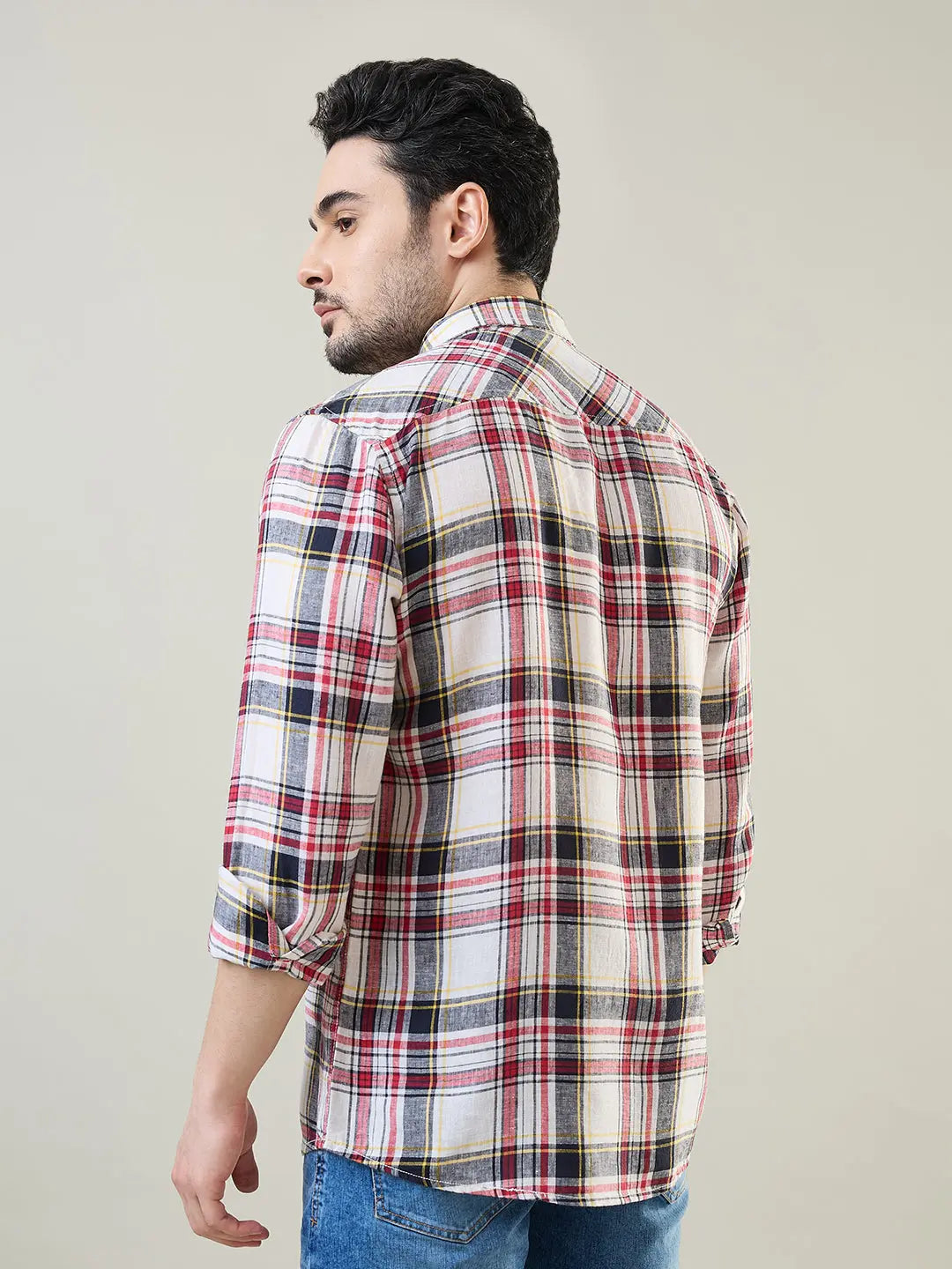 Red Checkered Regular Fit Shirt TIM PARIS