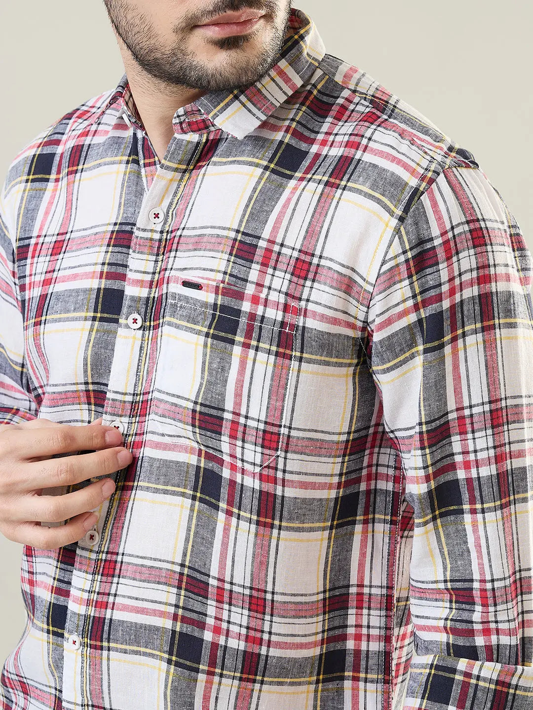 Red Checkered Regular Fit Shirt TIM PARIS