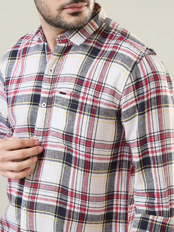 Red Checkered Regular Fit Shirt TIM PARIS