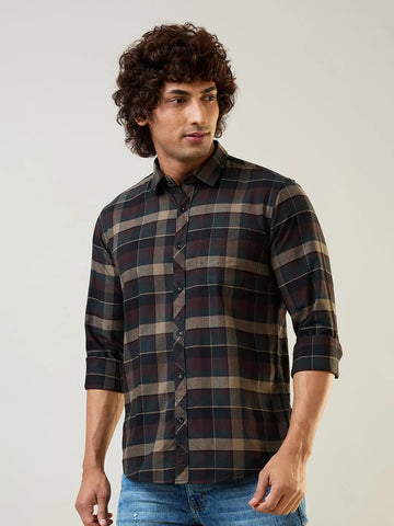 Camel Checkered Regular Fit Shirt TIM PARIS