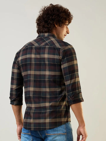 Camel Checkered Regular Fit Shirt TIM PARIS