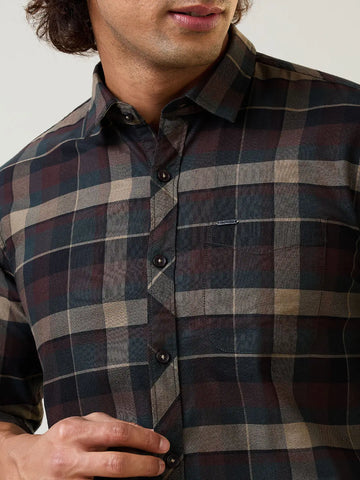 Camel Checkered Regular Fit Shirt TIM PARIS