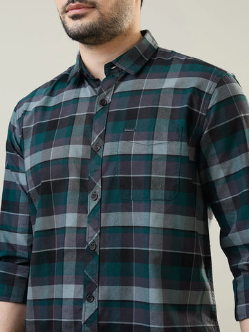 Green Checkered Regular Fit Shirt TIM PARIS