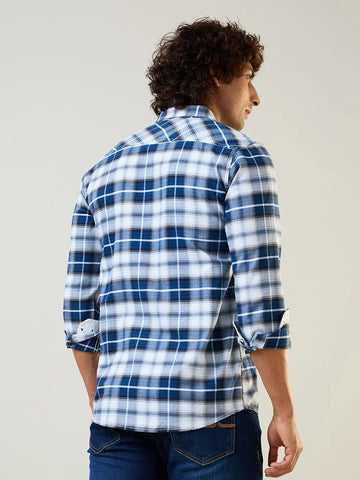 Blue Checkered Regular Fit Shirt TIM PARIS