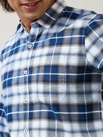 Blue Checkered Regular Fit Shirt TIM PARIS
