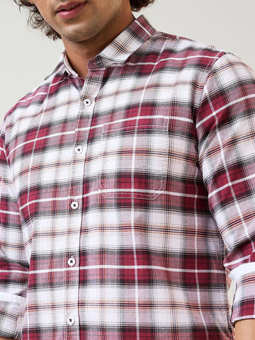 Maroon Checkered Regular Fit Shirt TIM PARIS
