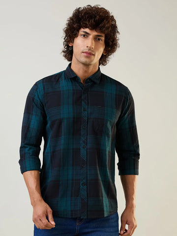 Teal Checkered Shirt Tim Paris