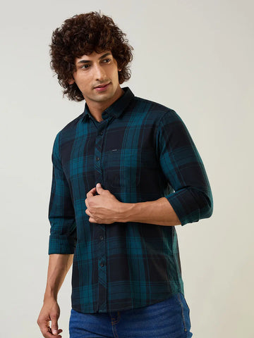 Teal Checkered Shirt Tim Paris