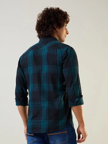 Teal Checkered Shirt Tim Paris
