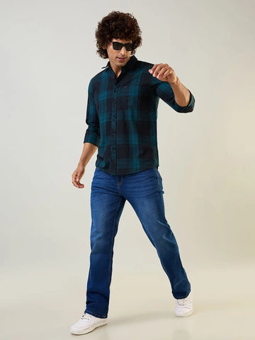 Teal Checkered Shirt Tim Paris