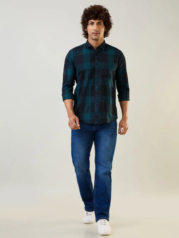 Teal Checkered Shirt Tim Paris