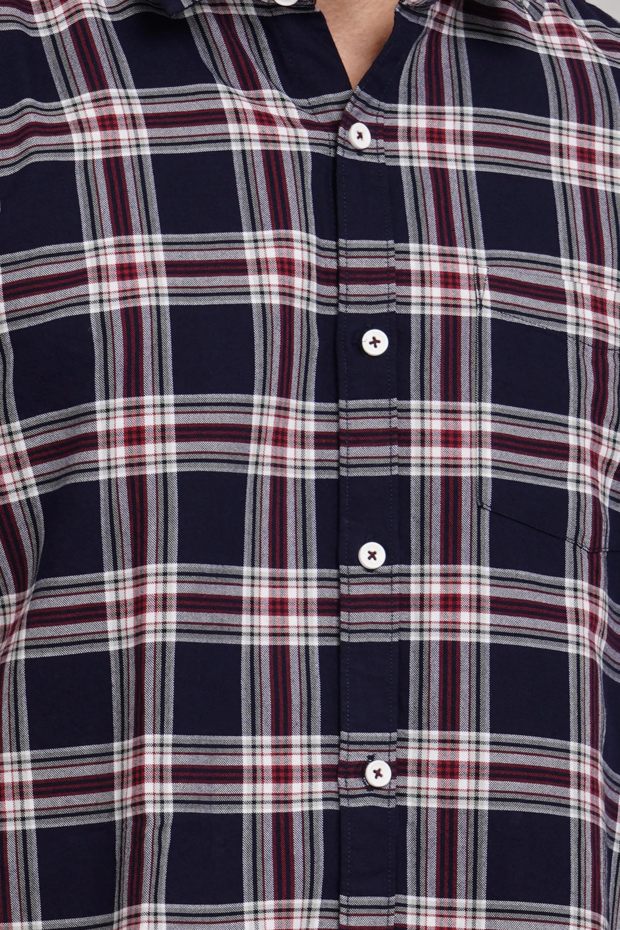 Navy Checkered Regular Fit Shirt Tim Paris