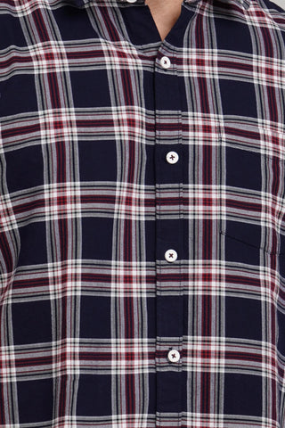Navy Checkered Regular Fit Shirt Tim Paris