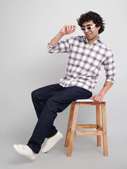 White Checkered Regular Fit Shirt Tim Paris