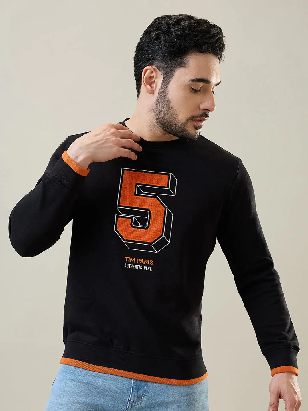 Black & Orange Printed Sweatshirt Tim Paris