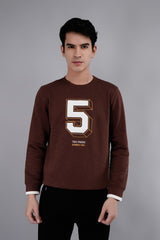 Brown Printed Crewneck Sweatshirt