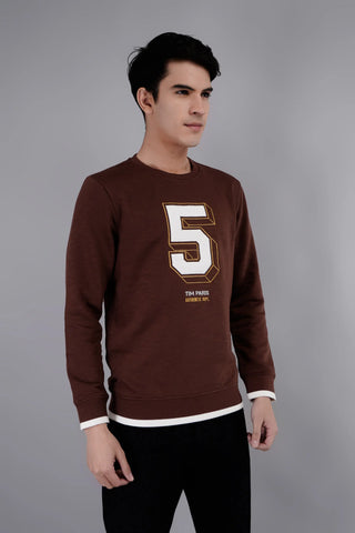 Brown Printed Crewneck Sweatshirt Tim Paris