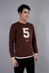 Brown Printed Crewneck Sweatshirt