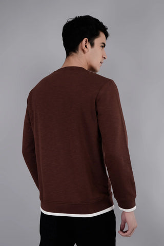 Brown Printed Crewneck Sweatshirt Tim Paris