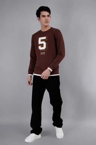 Brown Printed Crewneck Sweatshirt Tim Paris