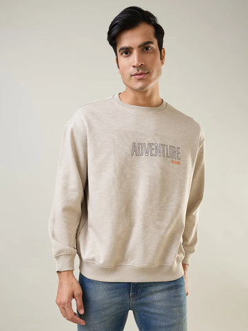 Grey Printed Regular Fit Sweatshirt Tim Paris