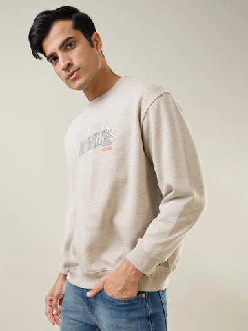 Grey Printed Regular Fit Sweatshirt Tim Paris