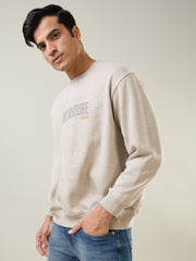Grey Printed Regular Fit Sweatshirt
