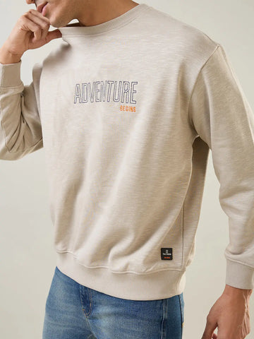 Grey Printed Regular Fit Sweatshirt Tim Paris