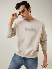 Grey Printed Regular Fit Sweatshirt