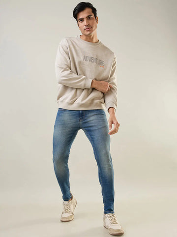 Grey Printed Regular Fit Sweatshirt Tim Paris