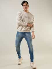 Grey Printed Regular Fit Sweatshirt