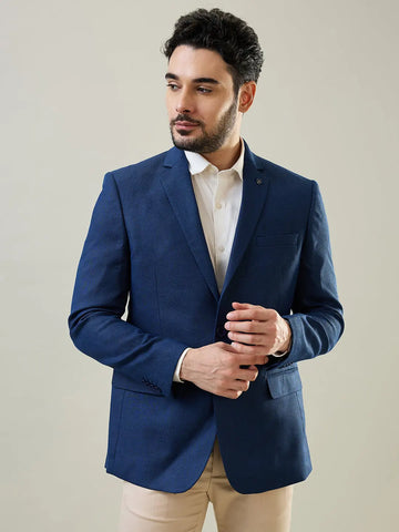 Blue Woven Blazer Tim Paris