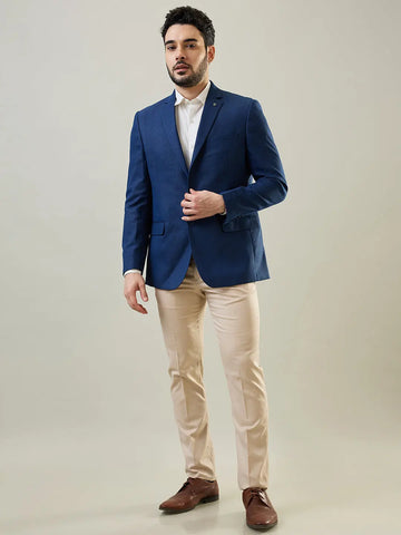 Blue Woven Blazer Tim Paris