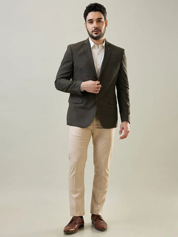 Dark Beige Woven Blazer Tim Paris