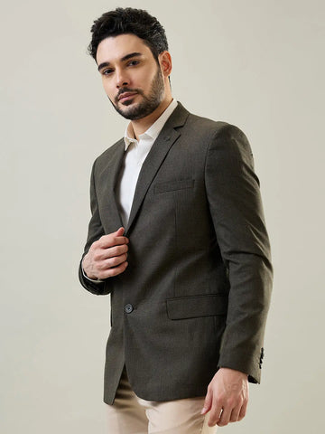 Dark Beige Woven Blazer Tim Paris