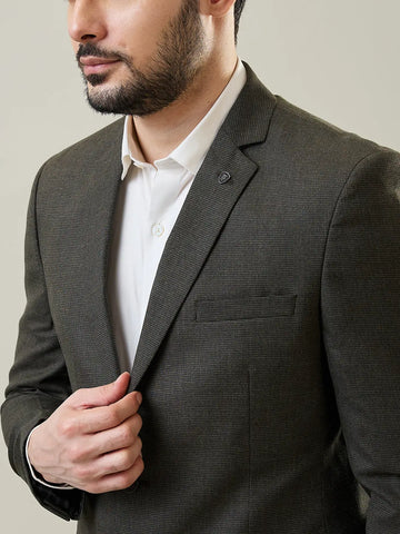 Dark Beige Woven Blazer Tim Paris