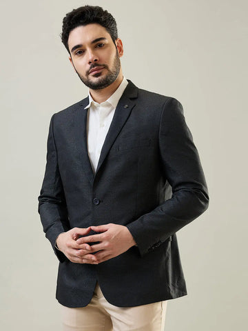Navy Woven Structure Blazer Tim Paris