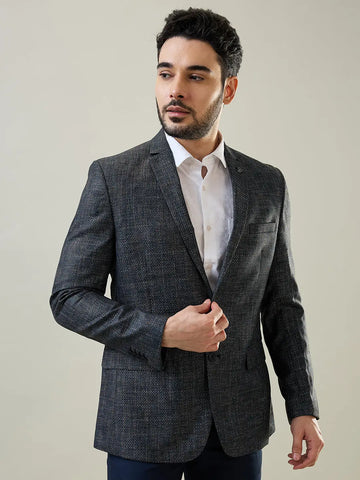 Dark Gray Woven Blazer Tim Paris