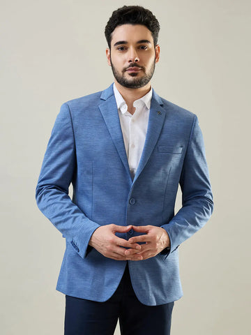 Blue Knitted Structure Blazer Tim Paris