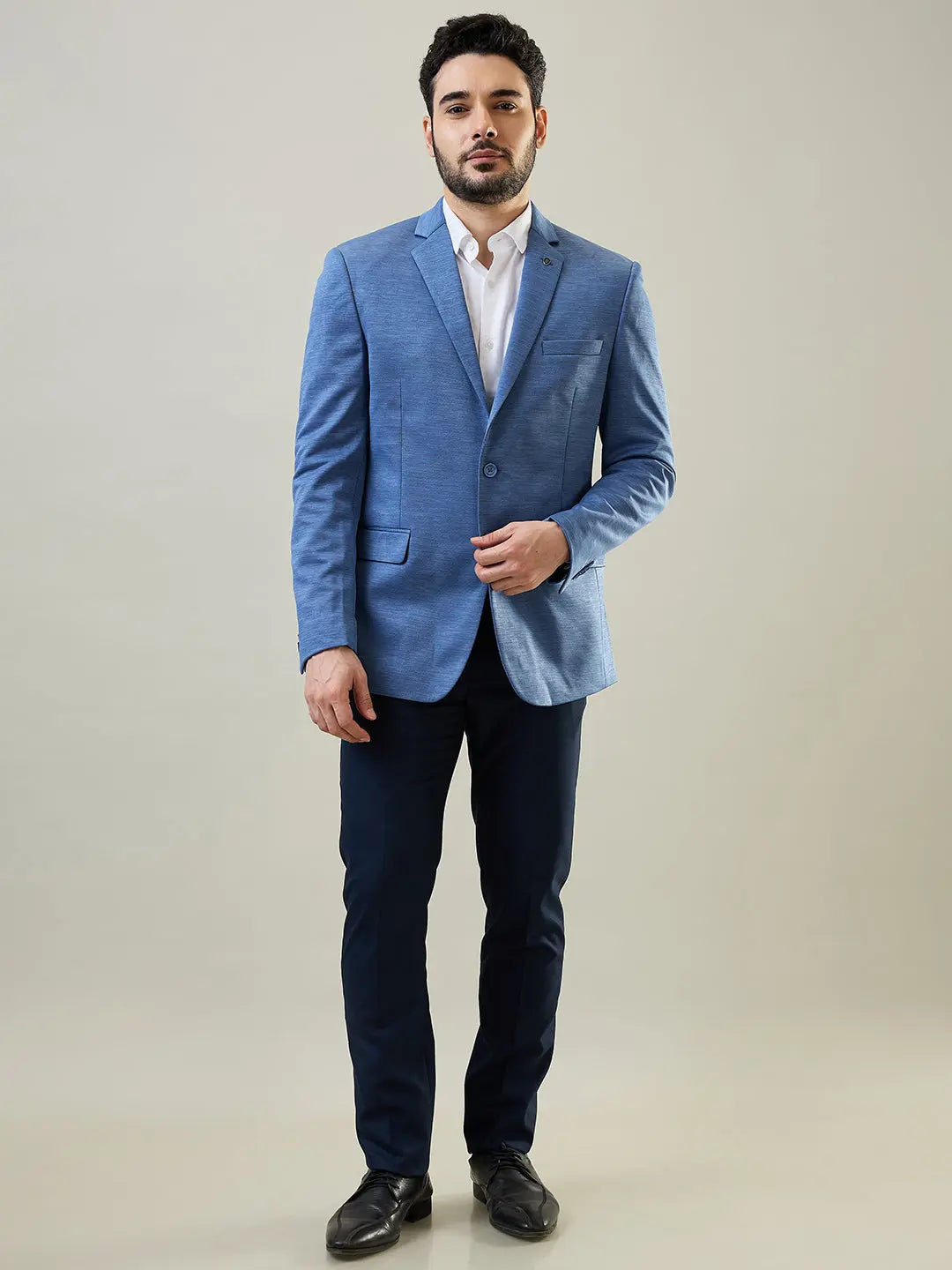 Blue Knitted Structure Blazer Tim Paris