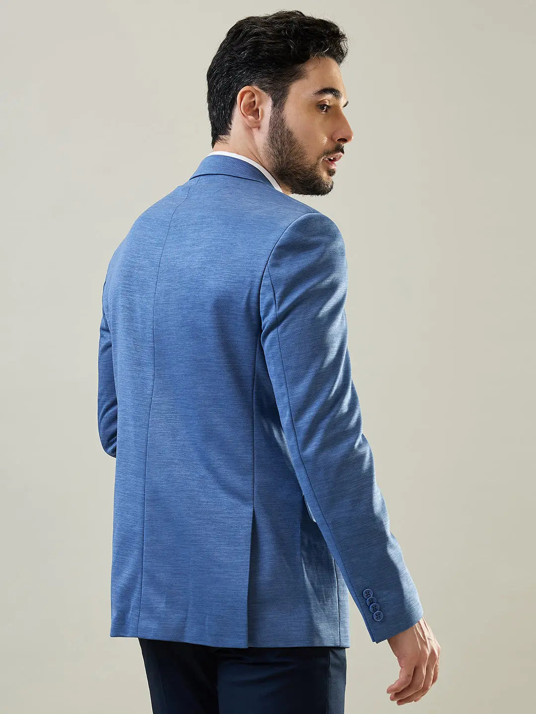 Blue Knitted Structure Blazer Tim Paris